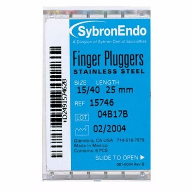 Dental KERR SybronEndo Finger Pluggers 21 mm Size 25 Red 6/Package - eLynn Medical