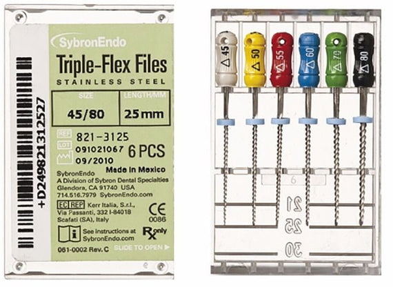 Kerr SybronEndo Triple-Flex Files Endodontics 25 mm Assorted Size 45-80 6/Box - eLynn Medical