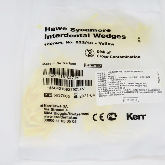 Interdental Wedges Matrix Systems yellow 100cs/Pack by Kerr Hawe Sycamore - eLynn Medical