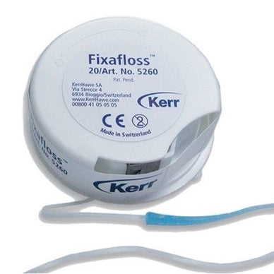 KERR Fixafloss packaging w/ integrated cutter blade Fixation of Rubber Dams - eLynn Medical