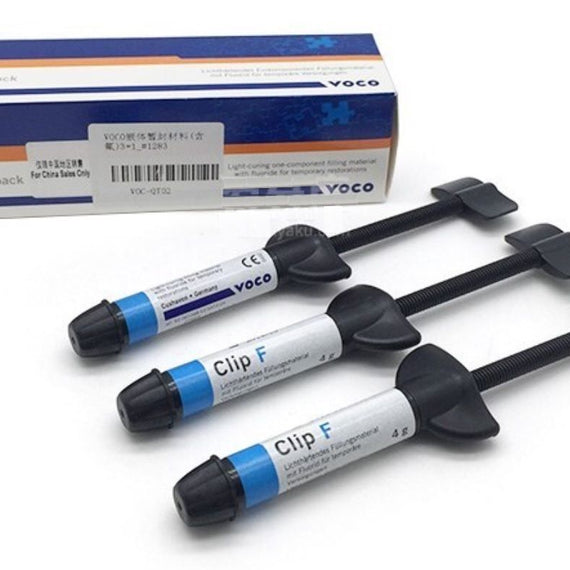 VOCO Clip F Tripack Inlay temporary sealing material fluorine 3x4g Syringe - eLynn Medical